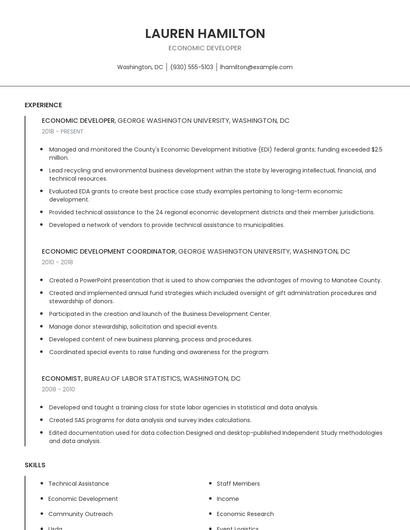 Economic Developer Resume