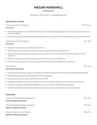 Economist Resume