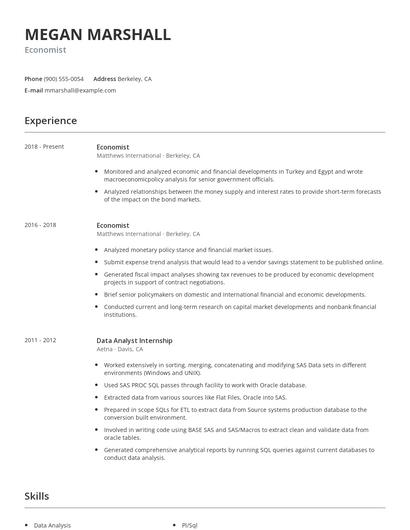 Economist Resume