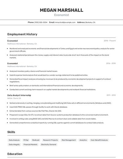 Economist Resume