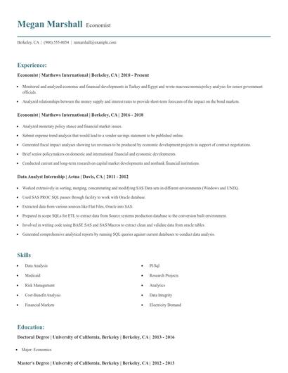 Economist Resume