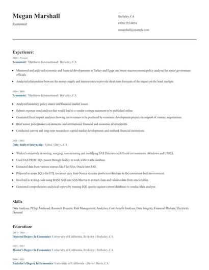 Economist Resume