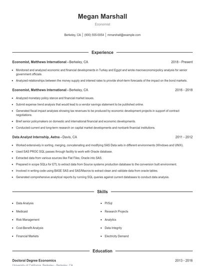 Economist Resume