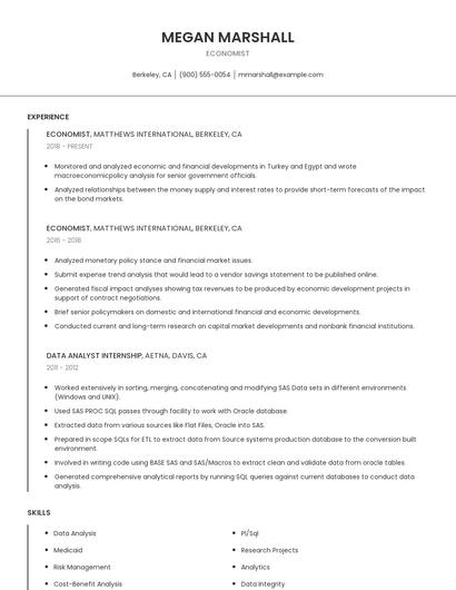 Economist Resume