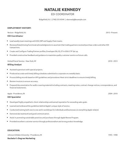 EDI Coordinator Resume