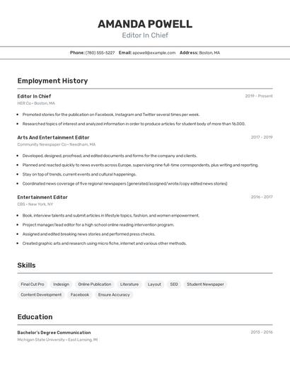 Resume example 2