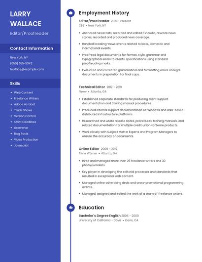 Editor/Proofreader Resume