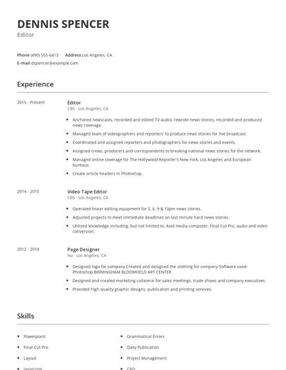 Editor Resume