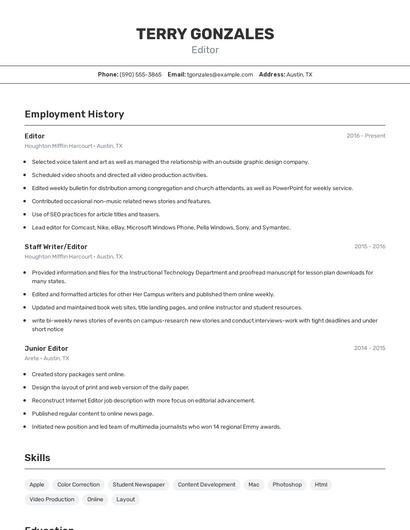 Resume example 2