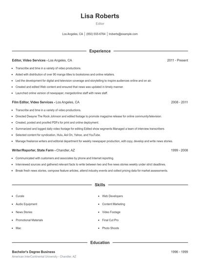 Resume example 1