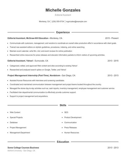 Resume example 1