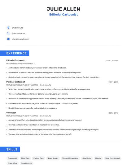 Editorial Cartoonist Resume