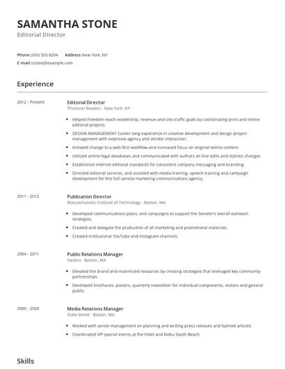 Editorial Director Resume