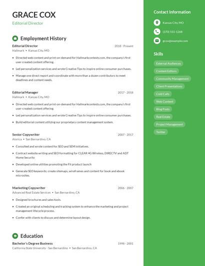 Editorial Director Resume