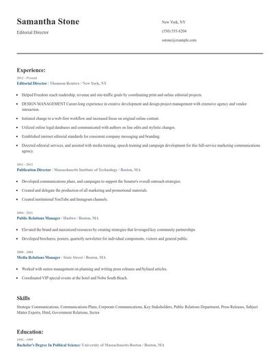 Editorial Director Resume