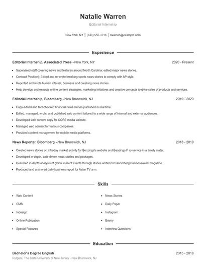 Resume example 1