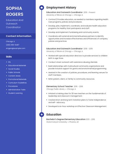 Education And Outreach Coordinator Resume