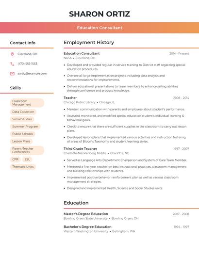 Education Consultant Resume