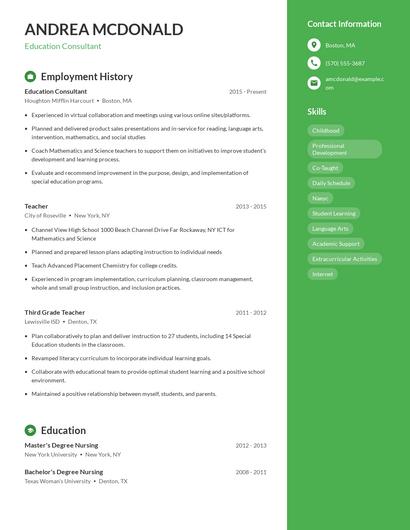 Education Consultant Resume