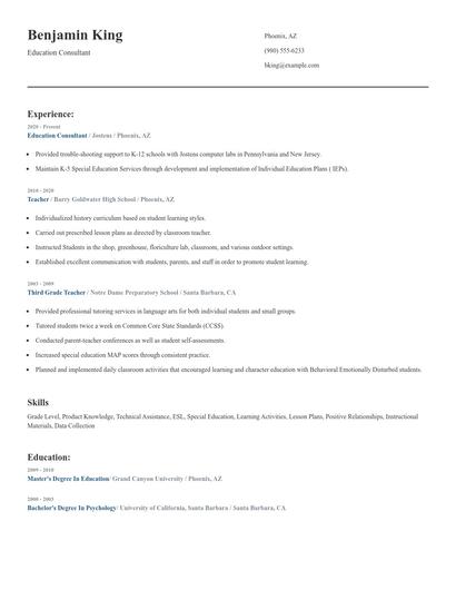 Education Consultant Resume