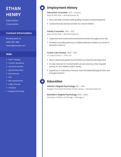Education Counselor Resume