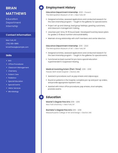 Education Department Internship Resume