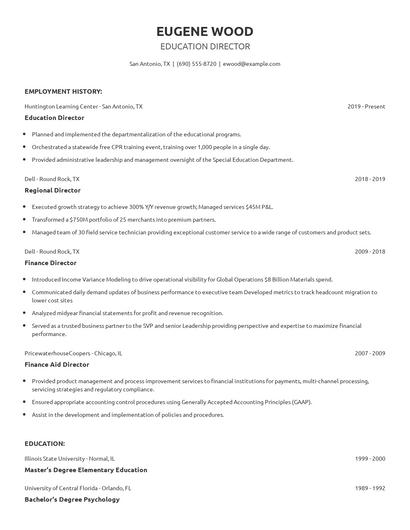 Education Director Resume