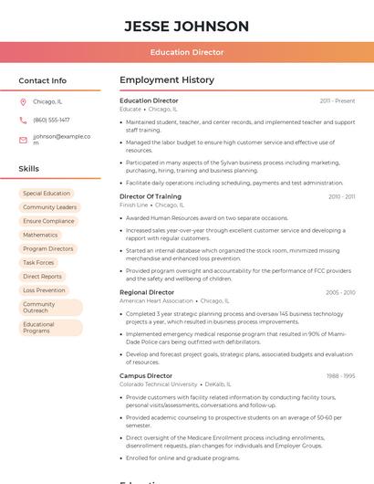 Education Director Resume