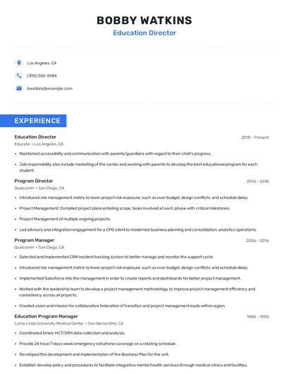 Education Director Resume
