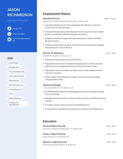 Education Director Resume