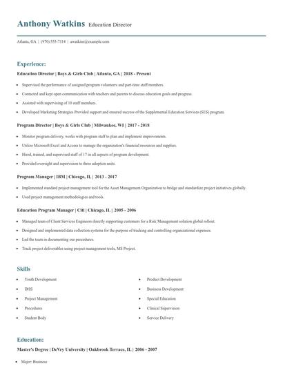 Education Director Resume