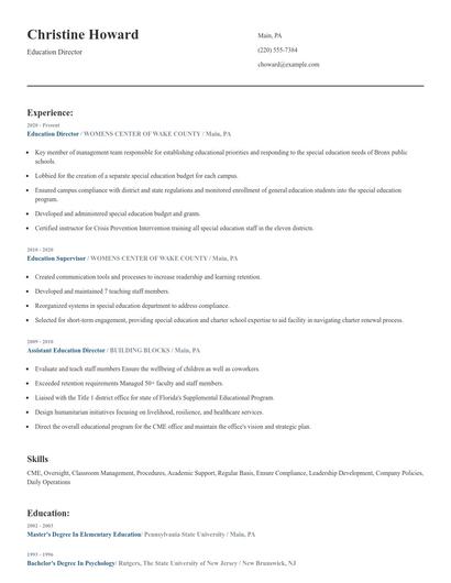 Education Director Resume