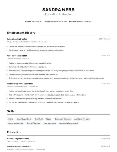 Resume example 2