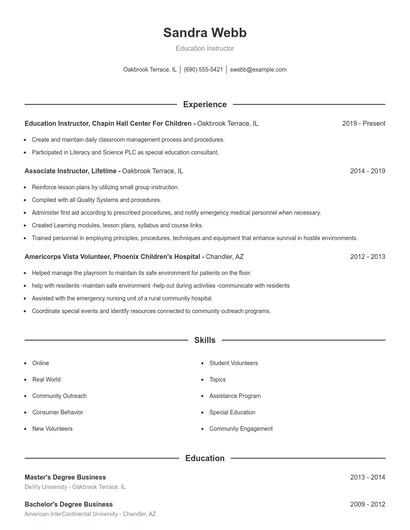 Resume example 1