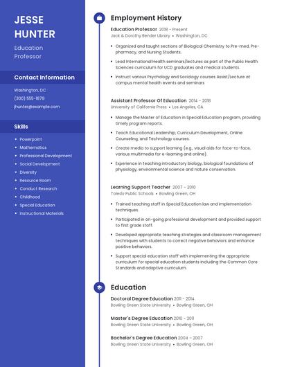 Education Professor Resume