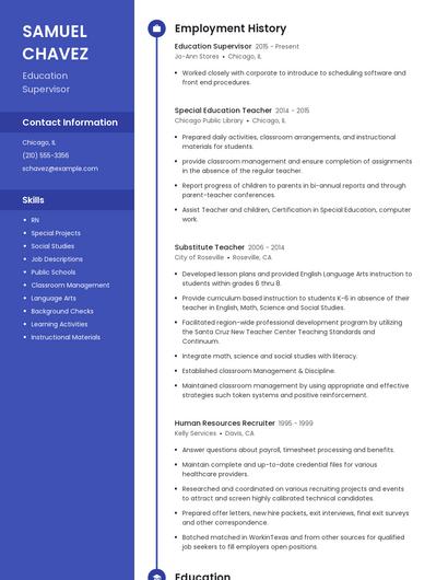 Education Supervisor Resume