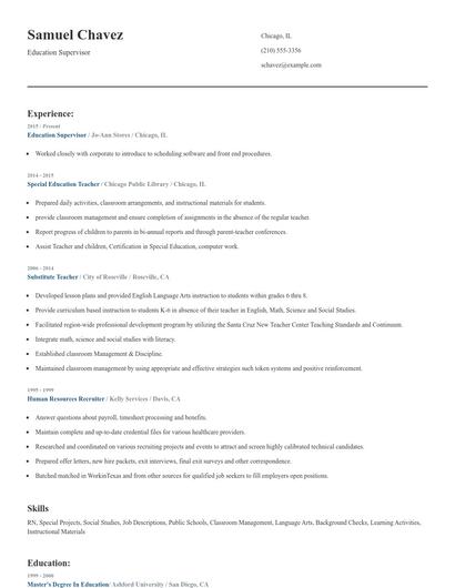Education Supervisor Resume