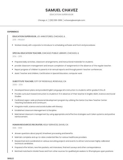 Education Supervisor Resume