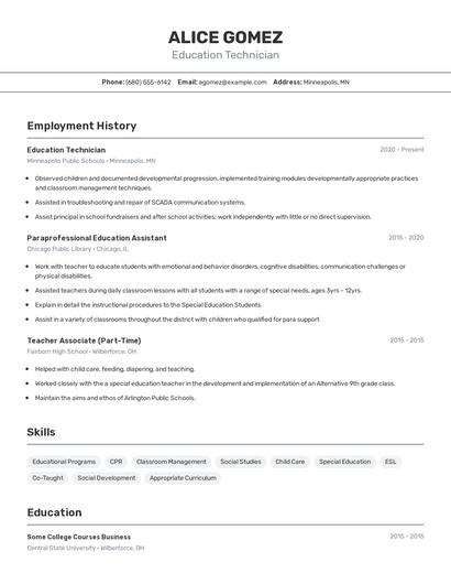 Resume example 2