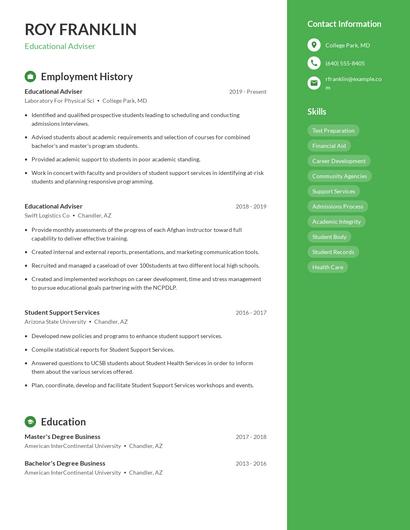 Educational Adviser Resume