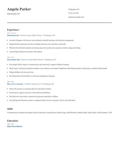 Educational Aid Resume