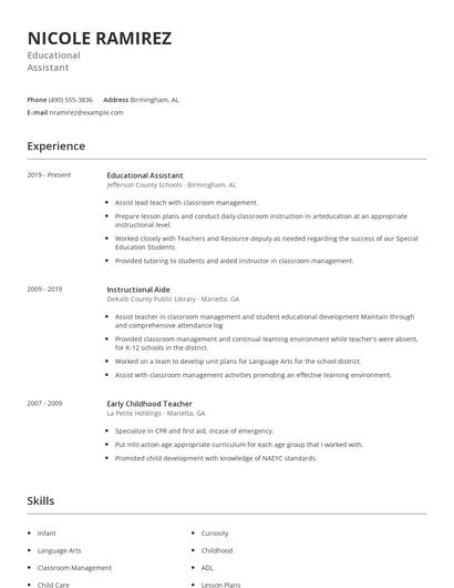 Educational Assistant Resume