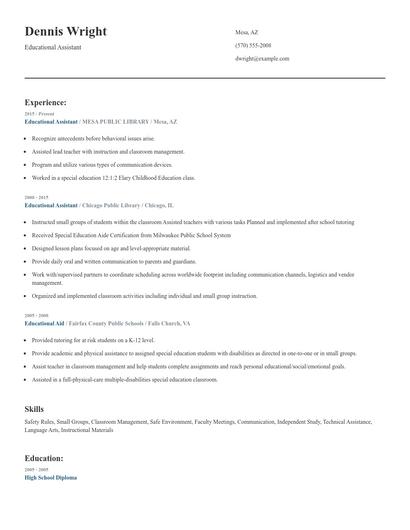 Educational Assistant Resume