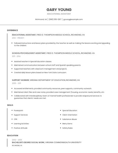 Educational Assistant Resume