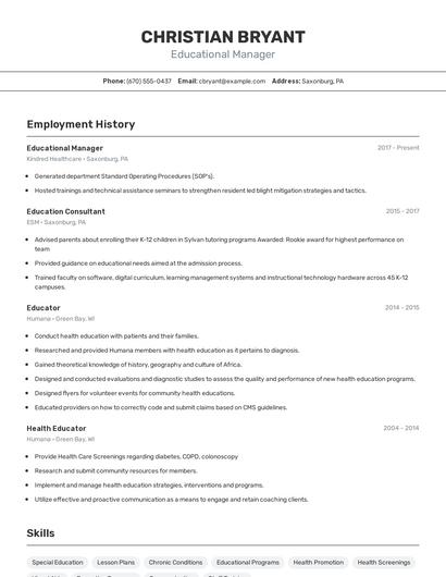 Resume example 2
