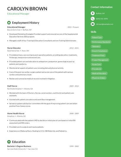 Educational Manager Resume