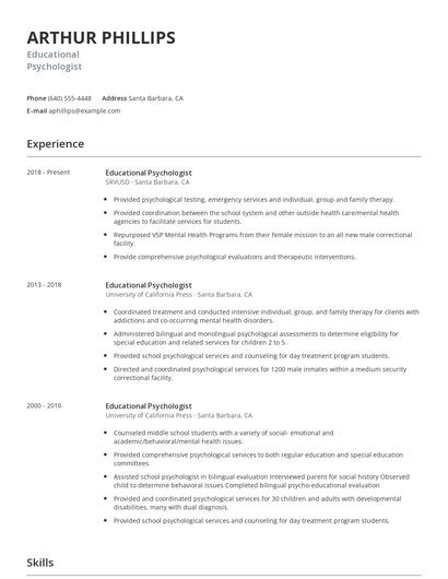 Educational Psychologist Resume