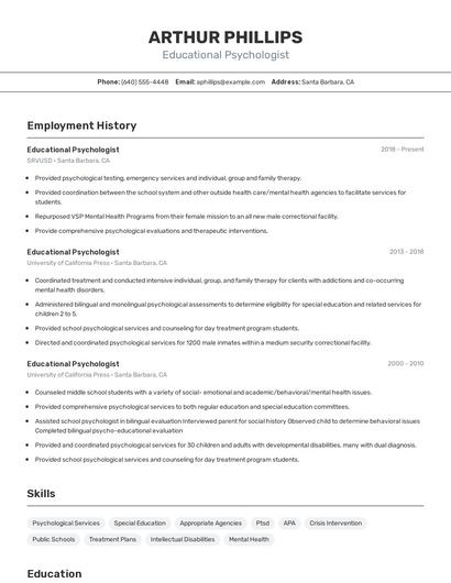 Educational Psychologist Resume