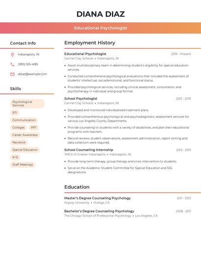 Educational Psychologist Resume