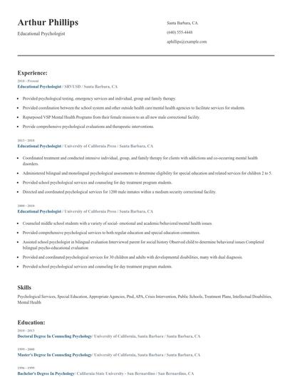 Educational Psychologist Resume